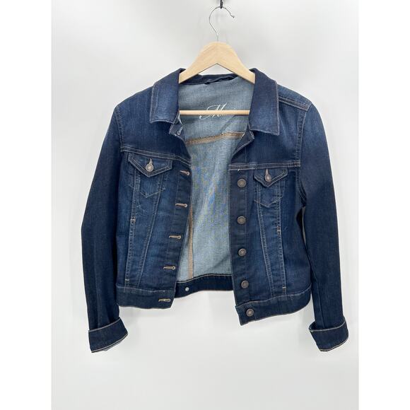 Mavi Jacket Women MEDIUM Blue Dark Wash Denim Button Front Collared Long Sleeve - Picture 1 of 9